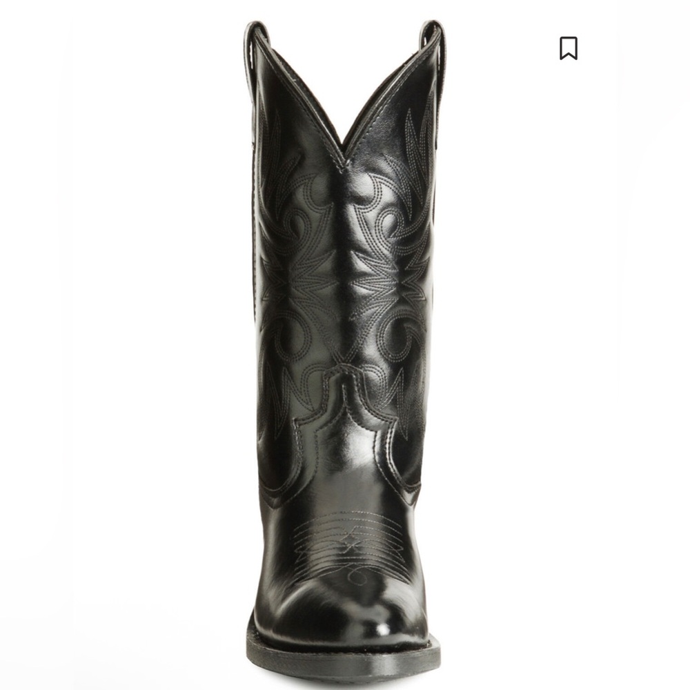 Laredo Boots 4240 Paris Lea Vamp Fox & Front Shaft Cowboy Black Leather Sz 9 - Picture 3 of 13
